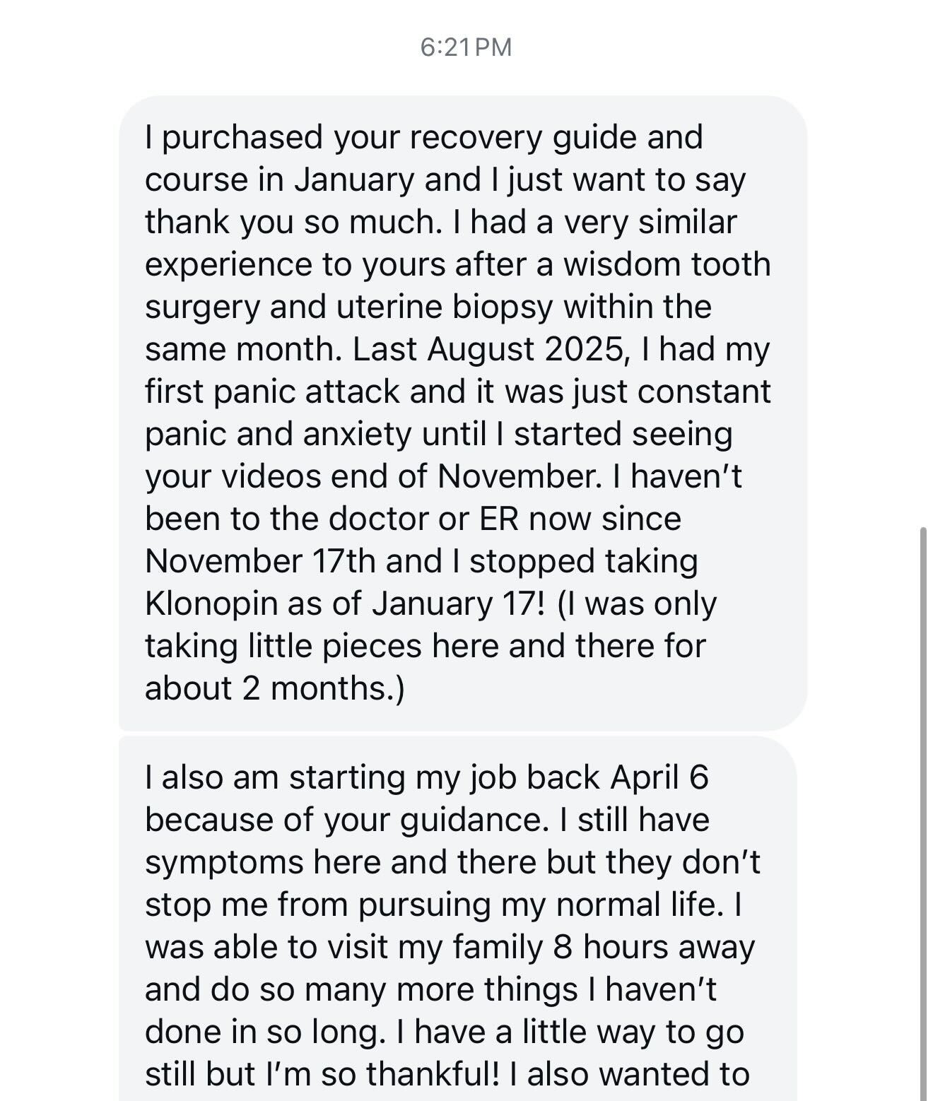 panic to peace testimonial